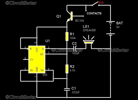 Water Activated Sensor Alarm Using 555 Top Circuits