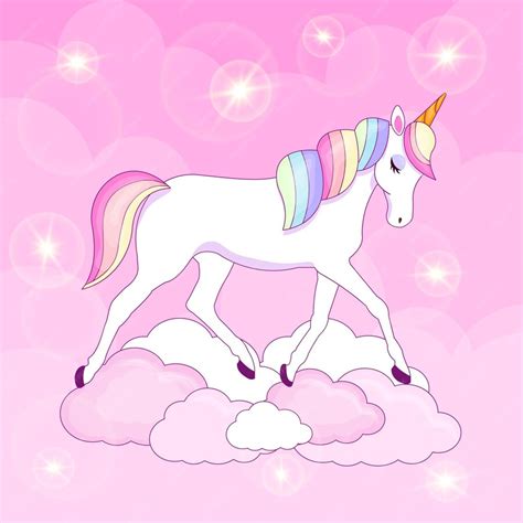 Premium Vector Cute Magical Unicorn With Sparkles