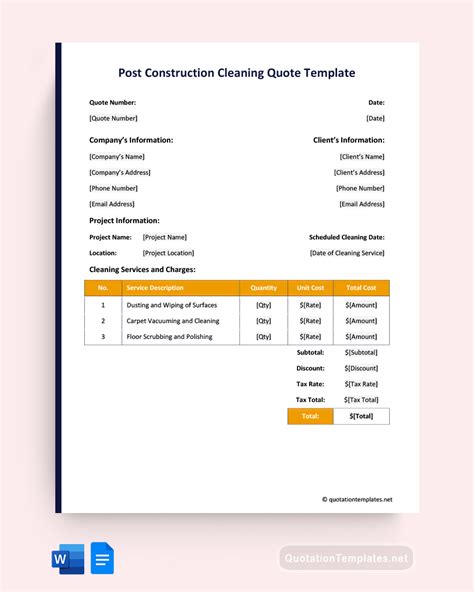 Free Customizable Cleaning Quote Templates