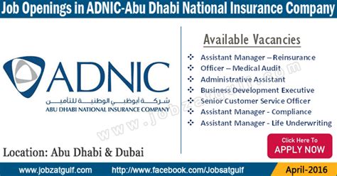 Vacancies In Abu Dhabi National Insurance Company Adnic Jobzatgulf