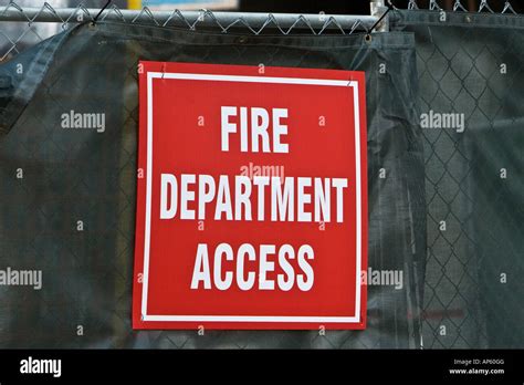 Fire Department Access Sign Stock Photo Alamy