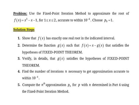 Solved Problem Use The Fixed Point Iteration Method To Chegg