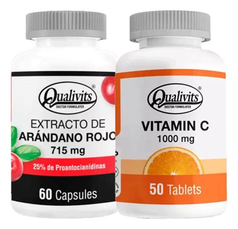 Extracto De Arándano Rojo Vitamina C 1000mg 50cap Qualivits Sabor Natural Cuotas Sin Interés