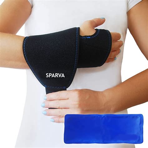 SPARVA Wrist Ice Pack Wrap Hand Support Brace With Reusable Gel Pack Hot Cold Therapy For