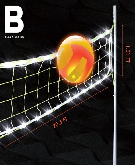 Black Series Night Glow Volleyball Set Led Light Up Ball And Stand Up