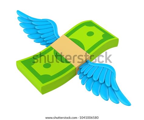 Money Wings Flying Isolated D Rendering Stock Illustration