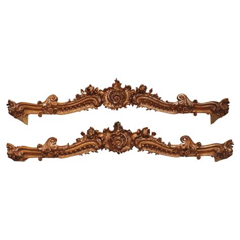 Pair Of Highly Carved French Louis Xv Style Walnut Valances Late Th