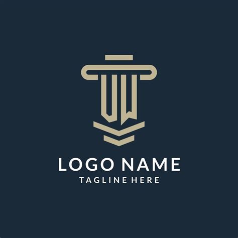 Vw Initial Logo Monogram With Simple Luxury Pillar Line Vector Design