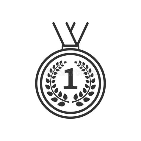 Winner Medal Outline Flat Icon on White Stock Vector - Illustration of icon, modern: 126623832