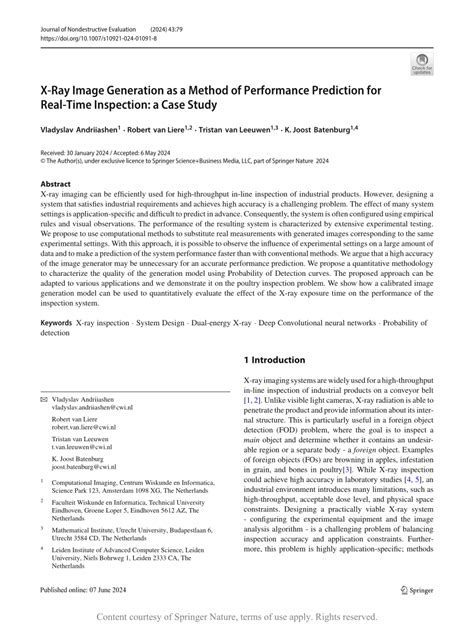 X Ray Image Generation As A Method Of Performance Prediction For Real Time Inspection A Case