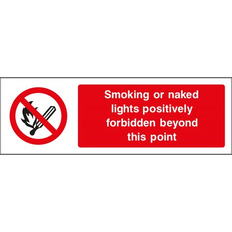 Smoking Or Naked Lights Positively Forbidden Beyond This Point Sign Commercial Safety Signs