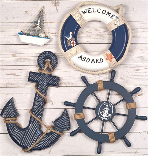 Wooden Nautical Lighthouse Anchor Wall Hanging Ornament Beach Wooden