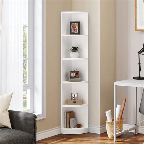 Dextrus Tier Corner Bookcase Tall Modern Free Standing Corner