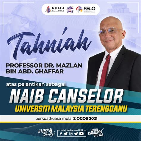 Tahniah Atas Pelantikan Ybrs Prof Dr Mazlan Bin Abd Ghaffar Sebagai