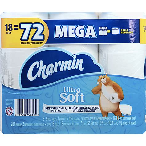 Charmin Bathroom Tissue Unscented Mega Rolls 2 Ply 3 Ea Toilet