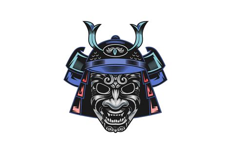 Japanese Samurai Masks Flat Illustration Graphic By Pch Vector