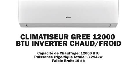 Climatiseur GREE 12000 BTU R410 Chaud Froid Inverter Tropicalise