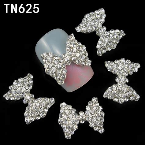 Blueness 10pcs Alloy Glitter 3d Nail Bows Art Decorations Rhinestones