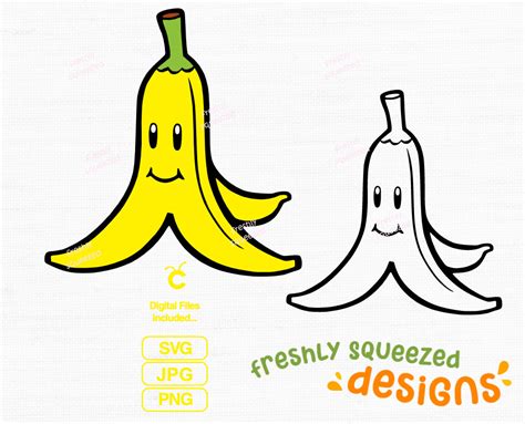 Mario Kart Cart Badge Banana Peel Icon SVG PNG JPG, Svg Cut Files ...