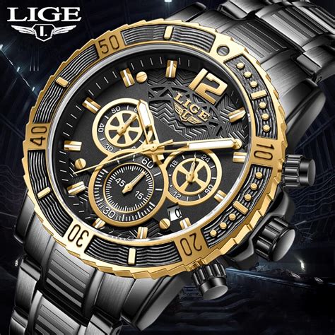 Lige New Sport Chronograph Mens Watches Top Brand Luxury Full Steel