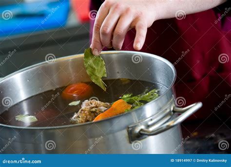 Cooking A Soup In Pot Stock Image Image Of Utensils 18914997