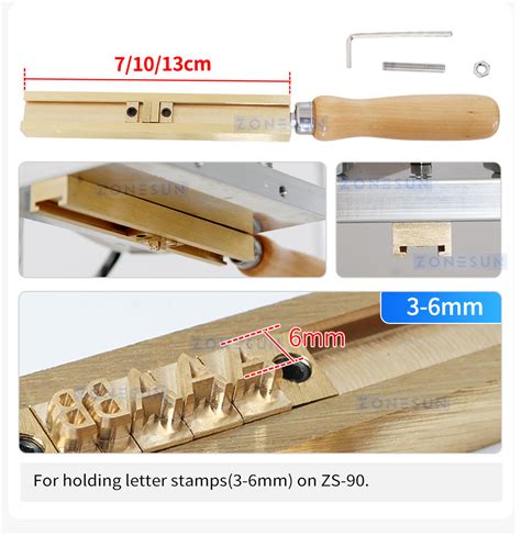 ZONESUN Changeable Brass Letter Holder Stamp Holder T Slot Mold Holder For Hot Stamping Branding