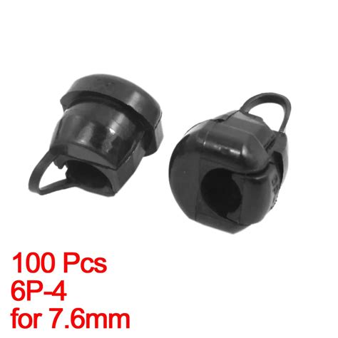 Uxcell 100 Pcs 6p 4 Black Nylon Wires Protectors Strain Relief Bushing For 7 6mm Round Cables