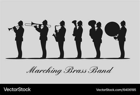 Marching Brass Band Black Silhouette Royalty Free Vector