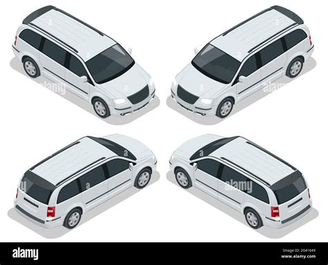 Passenger Van Or Minivan Car Vector Template On White Background