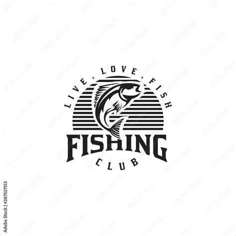 Retro Fishing Logo Club Vector Badges Labels Emblems Vintage Fishing