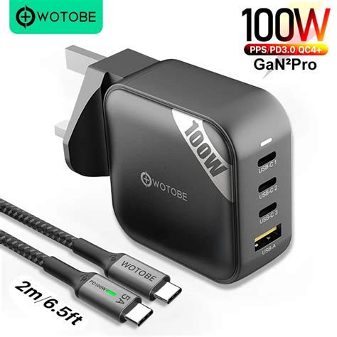 Wotobe 100w 4 Portas Gan 2 Pro Usb C Adaptador De Energia Pd100w 87w