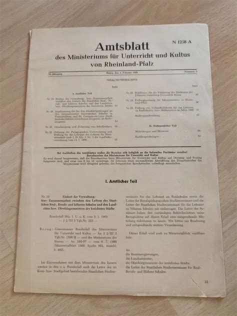 Amtsblatt Des Ministeriums F R Unterricht Und Kultus Von Rheinland