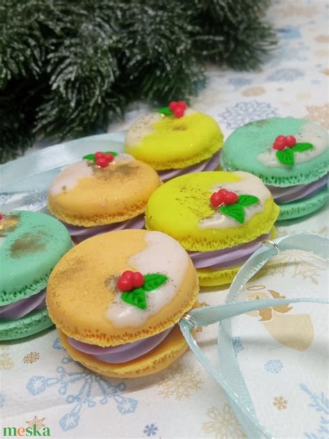 Áfonyás Macaron Karácsonyfadísz szett gyermekbarát karácsonyfadísz