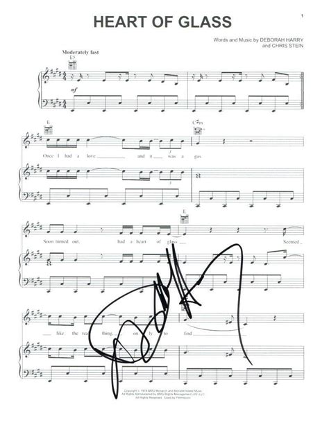 Debbie Harry Signed Autograph Heart Of Glass Sheet Music Sexy Blondie Icon Autographia