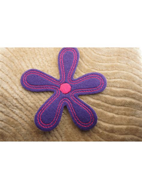 Big Purple Flower With Fuchsia Embroidery Designs Iron On Patch