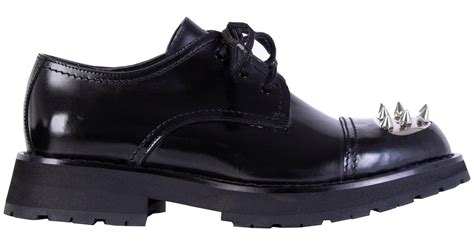 Alexander Mcqueen Studded Leather Derby Shoes In Blue For Men Lyst