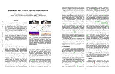 Semi Supervised Deep Learning For Monocular Depth Map Prediction