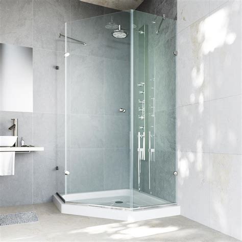 Vigo Verona 36 125 In X 76 75 In Frameless Neo Angle Shower Door In