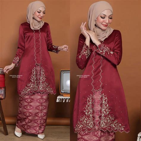 Baju Kebarung Modern Sulam MAHARANI FATIMAH ROMEESA Kebaya Labuh Moden