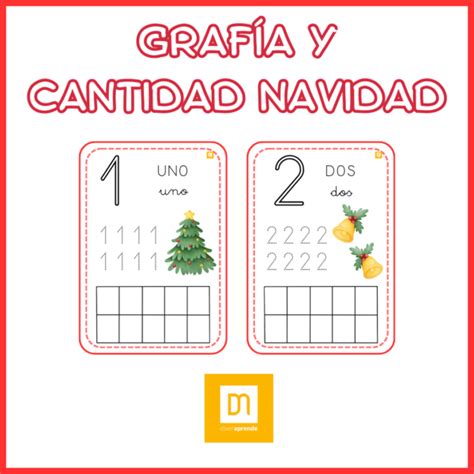 Grafía números y cantidad navidad Diveraprender