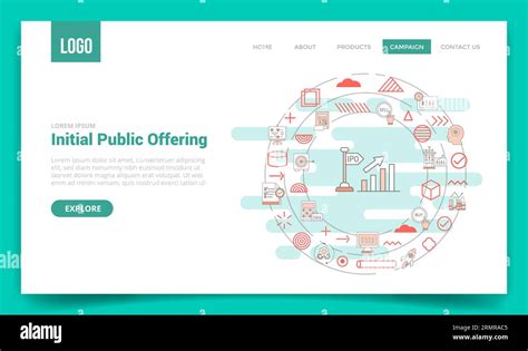 Ipo Initial Public Offering Concept With Circle Icon For Website