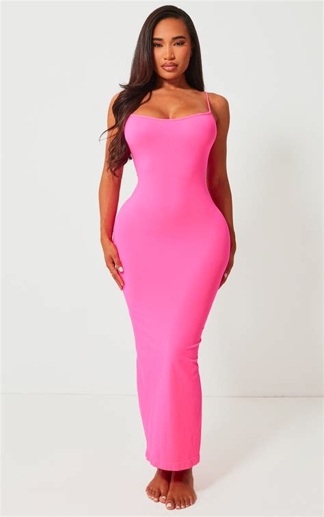 Shape Hot Pink Stretch Seamless Strappy Maxi Dress Shape Prettylittlething Usa