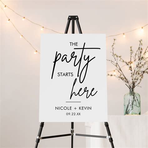 Party Starts Here Wedding Welcome Sign Size X Gender