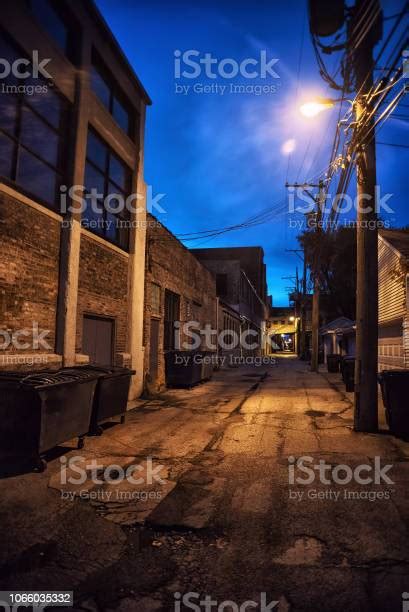 Dark And Scary Downtown Urban City Street Alley With An Eerie Vintage