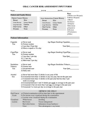 Fillable Online Oral Cancer Screening Form Princess City Dental Fax