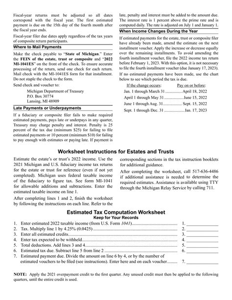 Form Mi 1041es 2022 Fill Out Sign Online And Download Fillable Pdf Michigan Templateroller