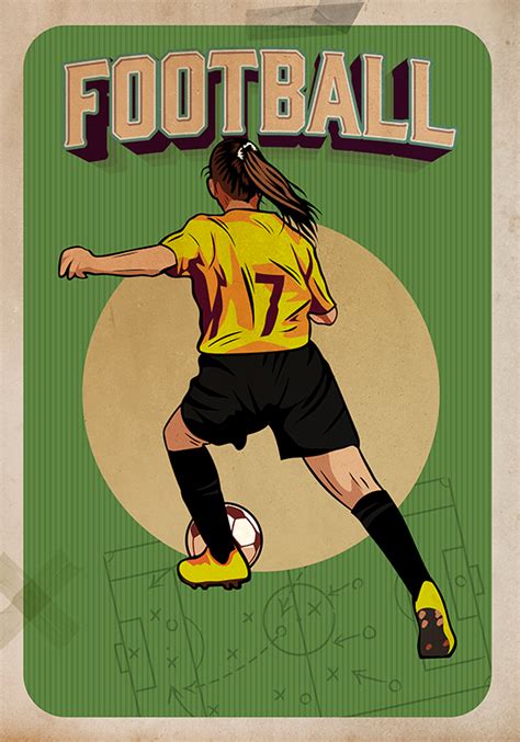 Retro Vrouwen Voetbal Poster TenStickers