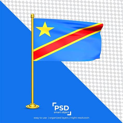 Bandeira Da Rep Blica Democr Tica Do Congo Acenando Isolada Em Fundo