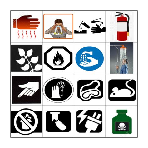Lab Safety Symbols And Equipment Bingo Card