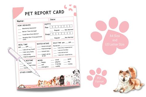 Pet Report Card Pet Report Form Dog Report Card